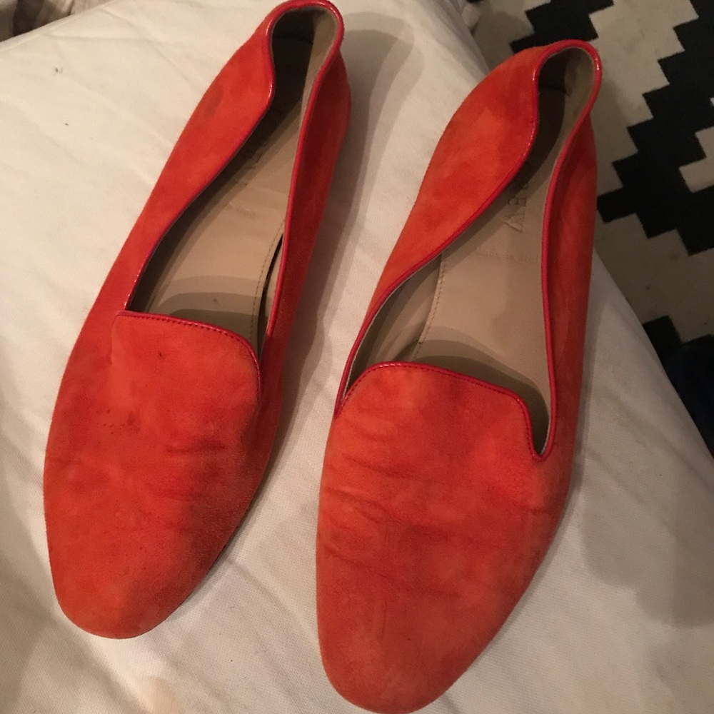 J.Crew red suede flats/ loafers